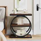Table d'appoint étroite avec 3 étagères de rangement, table de chevet en bois pour salon