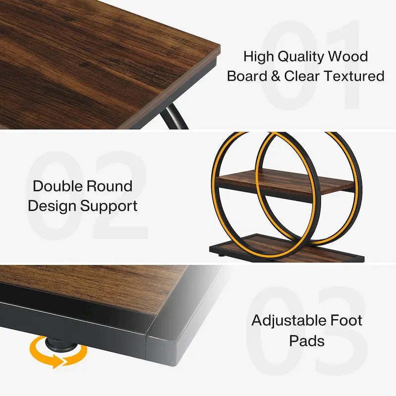 Table d'appoint étroite avec 3 étagères de rangement, table de chevet en bois pour salon