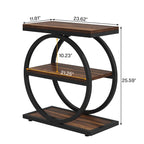 Table d'appoint étroite avec 3 étagères de rangement, table de chevet en bois pour salon
