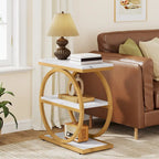 Table d'appoint étroite avec 3 étagères de rangement, table de chevet en bois pour salon