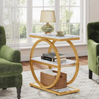 Table d'appoint étroite avec 3 étagères de rangement, table de chevet en bois pour salon