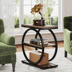 Table d'appoint étroite avec 3 étagères de rangement, table de chevet en bois pour salon