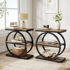 Table d'appoint étroite avec 3 étagères de rangement, table de chevet en bois pour salon