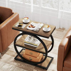 Table d'appoint étroite avec 3 étagères de rangement, table de chevet en bois pour salon