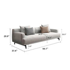 Canapé droit en tissu beige avec accoudoirs carrés