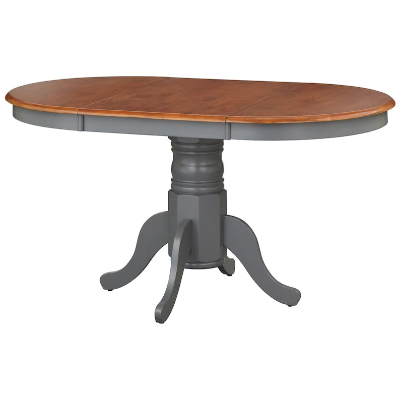 Table de salle à manger en bois massif de style ferme de Caroline, avec rallonge.