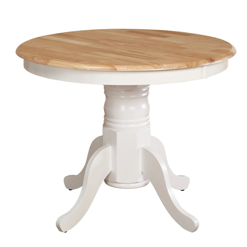 Table de salle à manger en bois massif de style ferme de Caroline, avec rallonge.