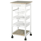 Chariot de cuisine mobile HOMCOM avec tiroir inférieur et panier de rangement coulissant en fil métallique