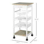 Chariot de cuisine mobile HOMCOM avec tiroir inférieur et panier de rangement coulissant en fil métallique