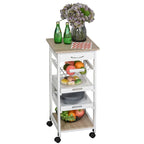 Chariot de cuisine mobile HOMCOM avec tiroir inférieur et panier de rangement coulissant en fil métallique
