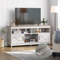 Farmhouse TV Stand for up to 65 TV with Doors and Open Shelves Media Console Power Outlet