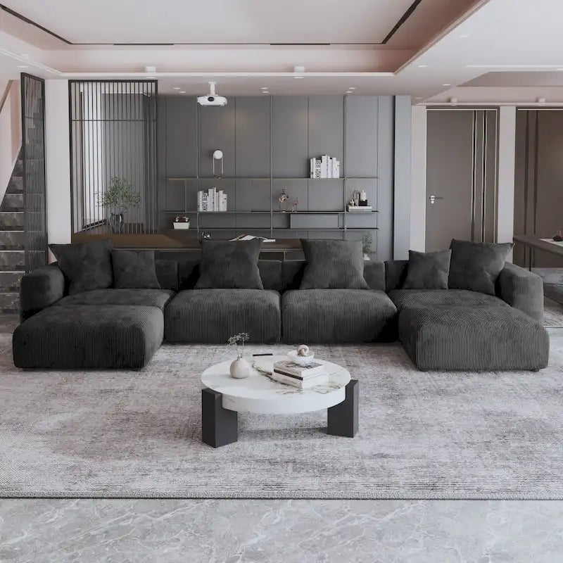 Canapé d'angle modulable convertible en forme de U de 181 pouces avec 2 poufs