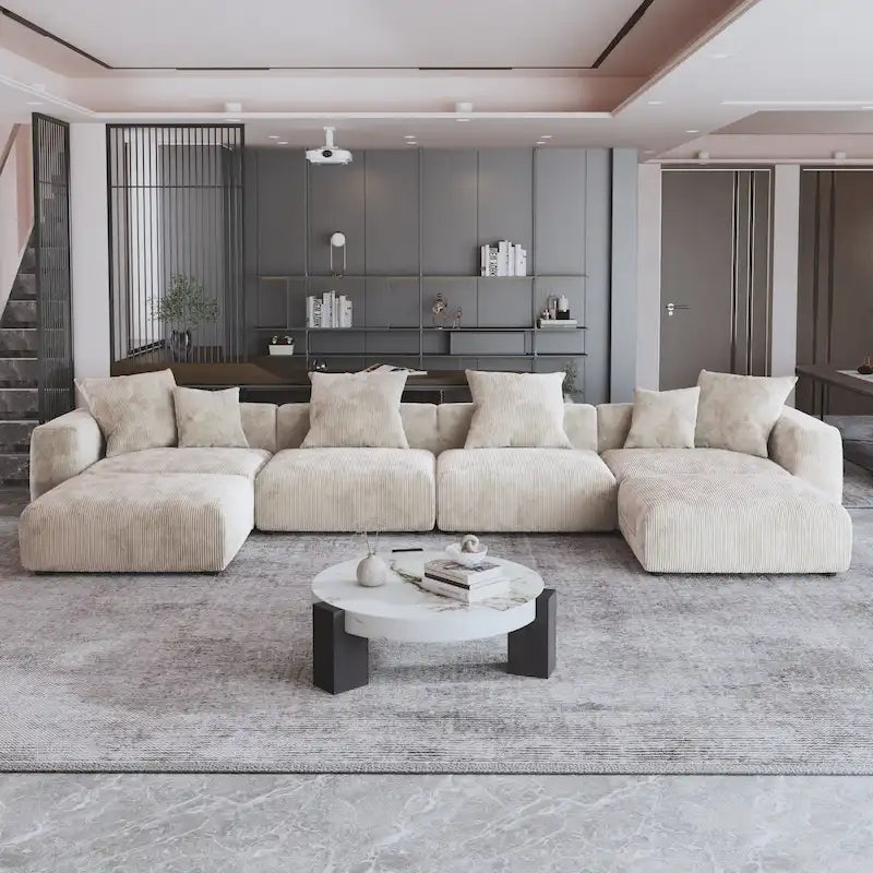 Canapé d'angle modulable convertible en forme de U de 181 pouces avec 2 poufs