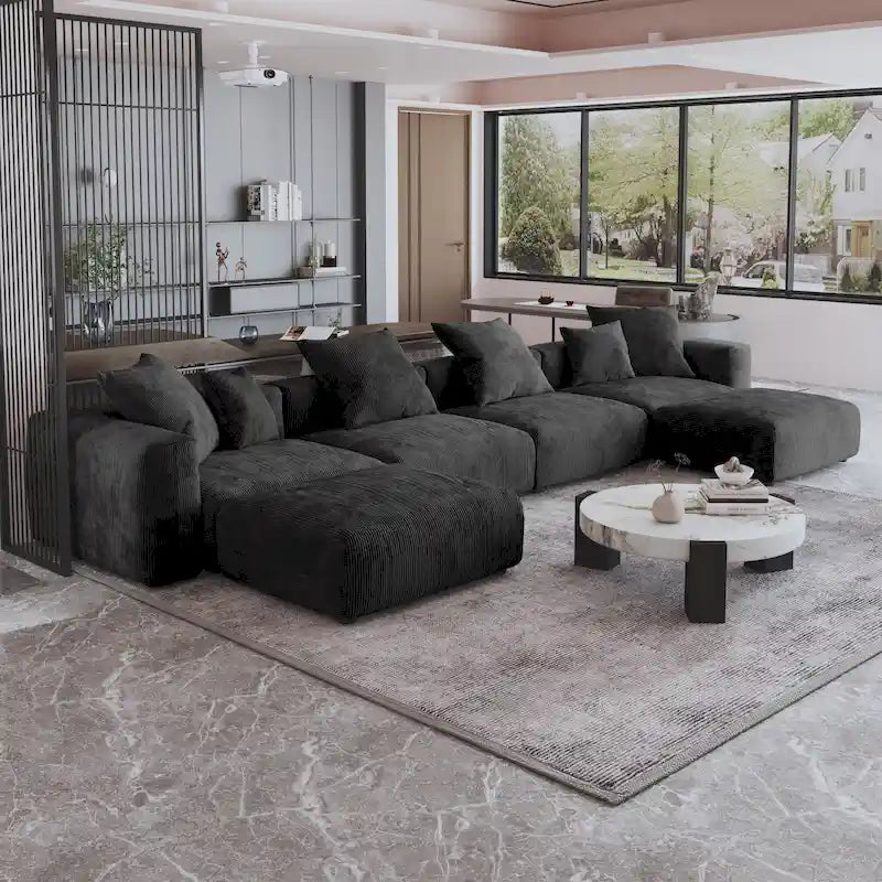 Canapé d'angle modulable convertible en forme de U de 181 pouces avec 2 poufs