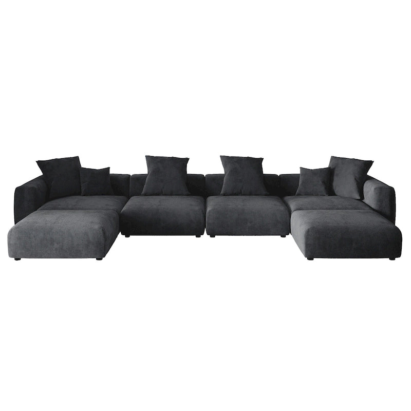 Canapé d'angle modulable convertible en forme de U de 181 pouces avec 2 poufs