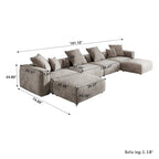 Canapé d'angle modulable convertible en forme de U de 181 pouces avec 2 poufs