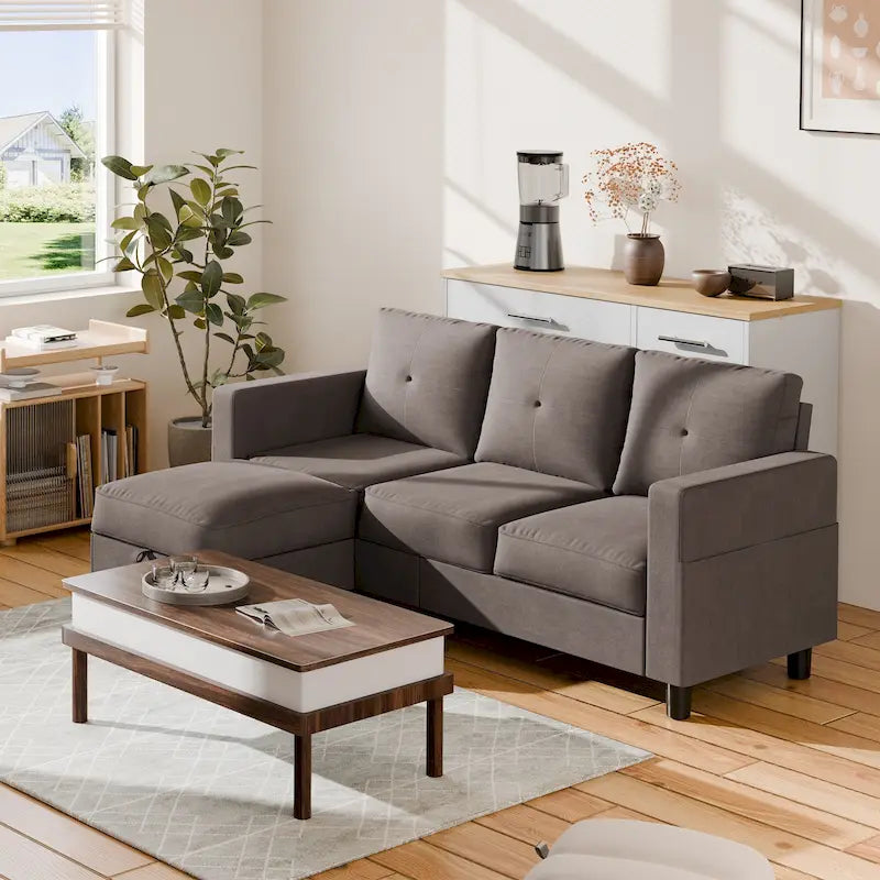 Canapé d'angle convertible Futzca moderne en forme de L avec méridienne réversible