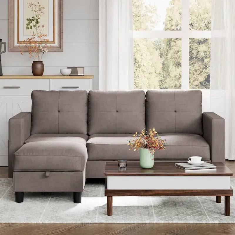 Canapé d'angle convertible Futzca moderne en forme de L avec méridienne réversible