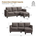 Canapé d'angle convertible Futzca moderne en forme de L avec méridienne réversible