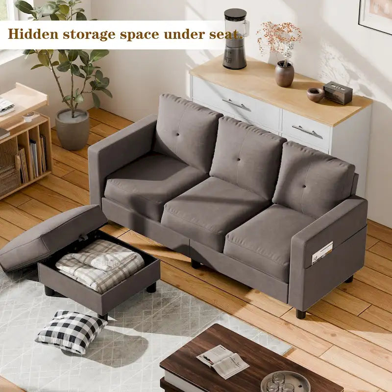 Canapé d'angle convertible Futzca moderne en forme de L avec méridienne réversible
