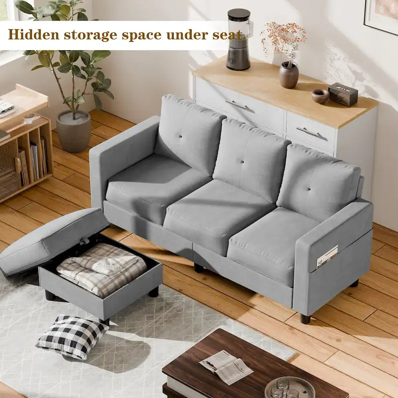 Canapé d'angle convertible Futzca moderne en forme de L avec méridienne réversible