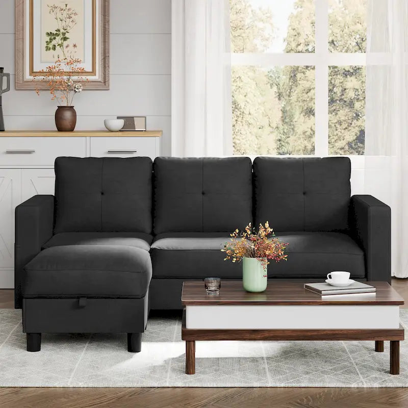 Canapé d'angle convertible Futzca moderne en forme de L avec méridienne réversible