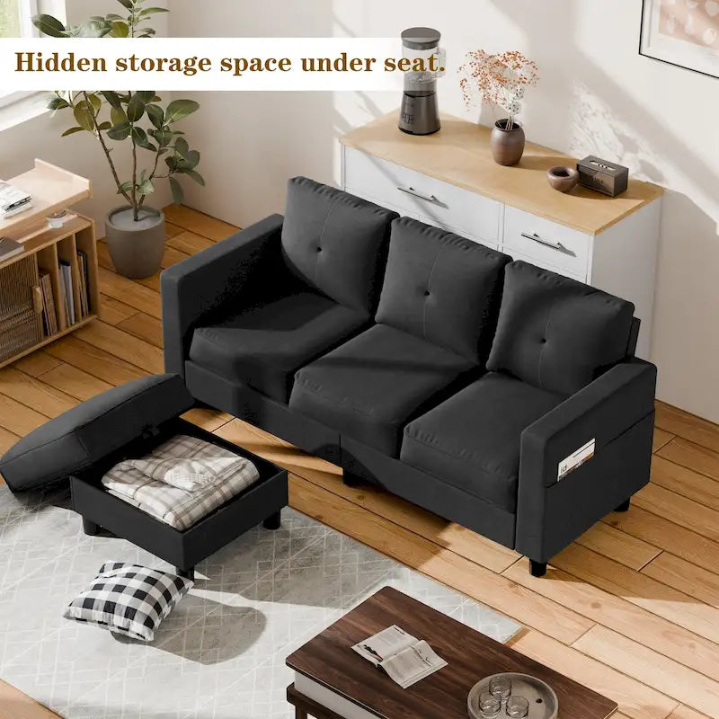 Canapé d'angle convertible Futzca moderne en forme de L avec méridienne réversible