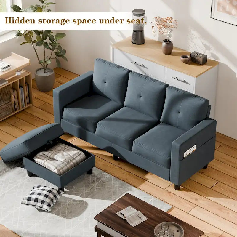 Canapé d'angle convertible Futzca moderne en forme de L avec méridienne réversible