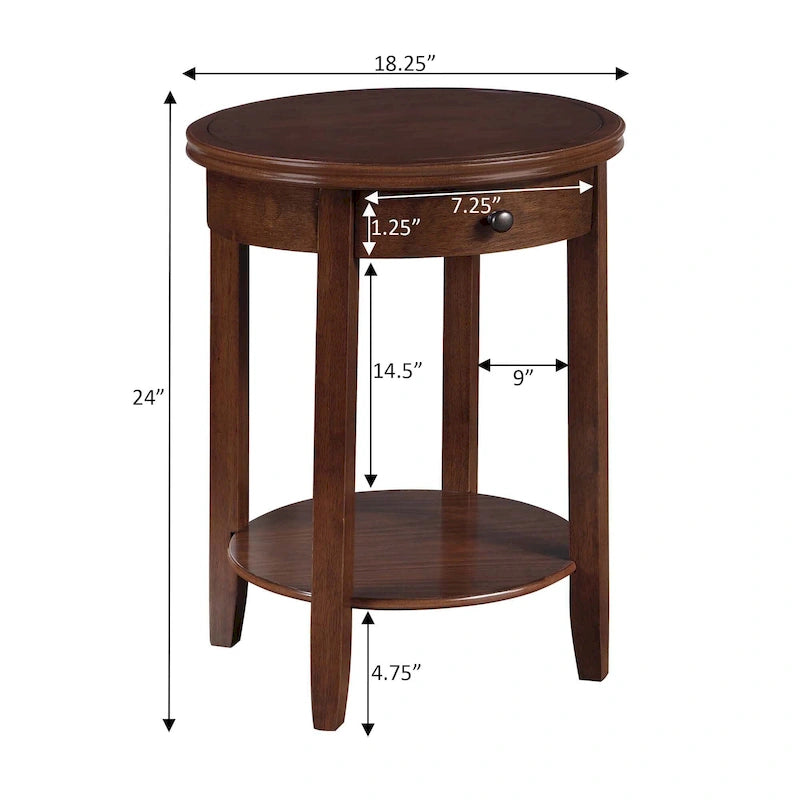 Table d'appoint à un tiroir et étagère American Heritage Baldwin de Convenience Concepts
