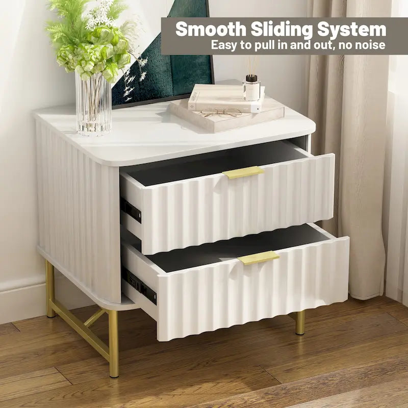 Table de chevet moderne Clihome en MDF à 2 tiroirs pour chambre à coucher