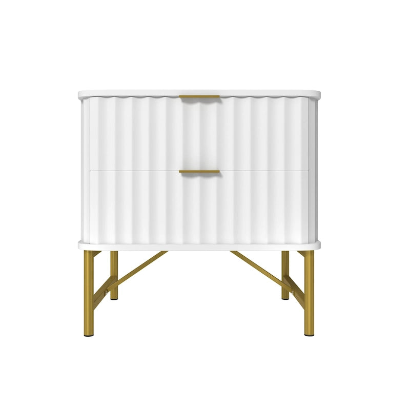Table de chevet moderne Clihome en MDF à 2 tiroirs pour chambre à coucher