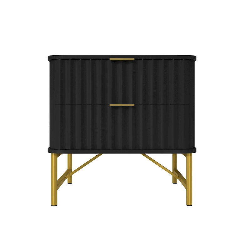 Table de chevet moderne Clihome en MDF à 2 tiroirs pour chambre à coucher