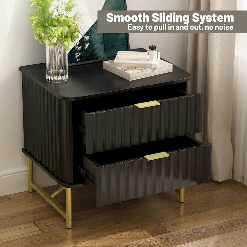 Table de chevet moderne Clihome en MDF à 2 tiroirs pour chambre à coucher