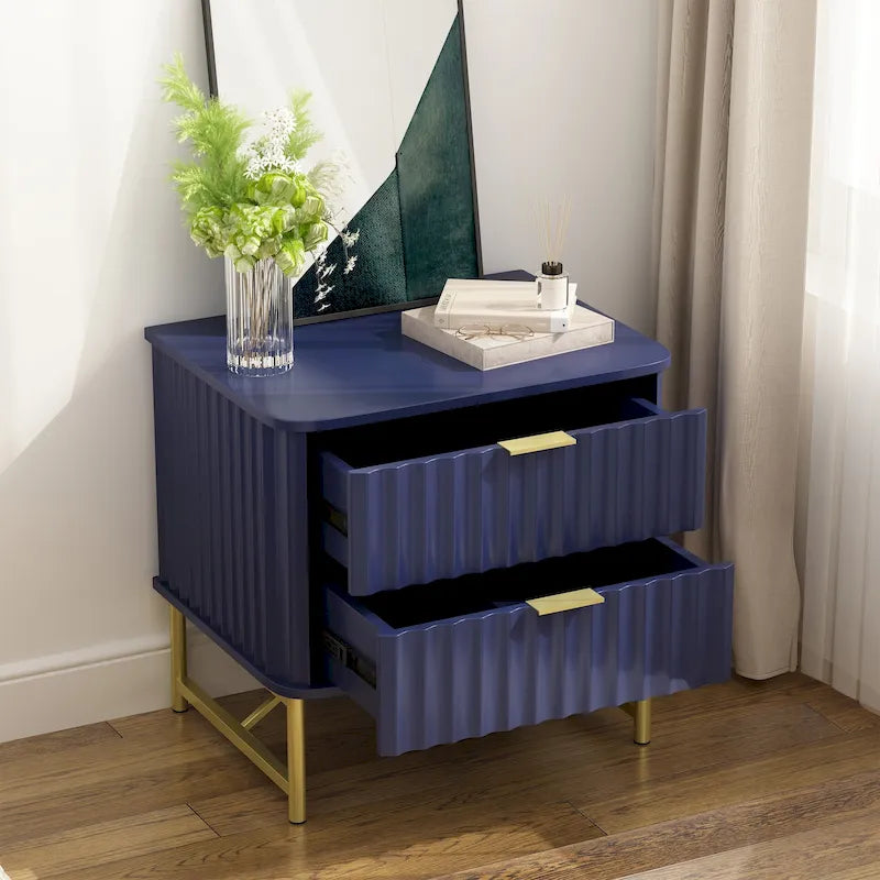 Table de chevet moderne Clihome en MDF à 2 tiroirs pour chambre à coucher
