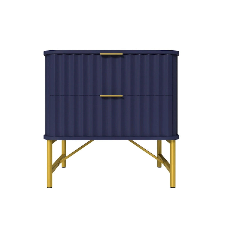 Table de chevet moderne Clihome en MDF à 2 tiroirs pour chambre à coucher