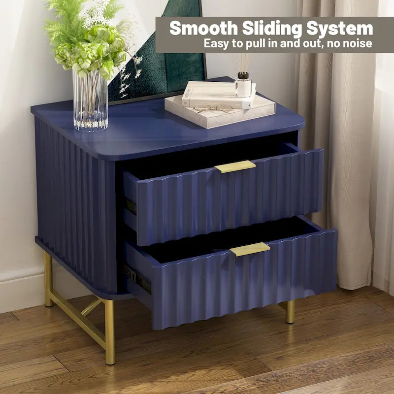 Table de chevet moderne Clihome en MDF à 2 tiroirs pour chambre à coucher