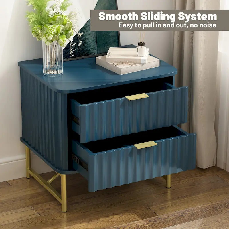 Table de chevet moderne Clihome en MDF à 2 tiroirs pour chambre à coucher