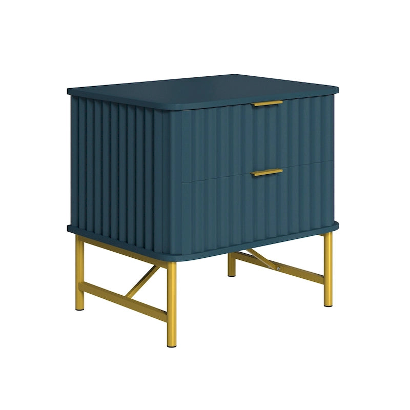 Table de chevet moderne Clihome en MDF à 2 tiroirs pour chambre à coucher