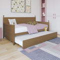 Lit de jour double en bois de style moderne du milieu du siècle avec lit gigogne CraftPorch