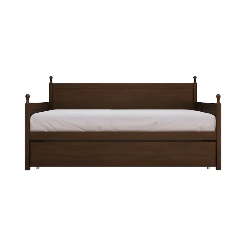 Lit de jour double en bois de style moderne du milieu du siècle avec lit gigogne CraftPorch