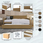 Lit de jour double en bois de style moderne du milieu du siècle avec lit gigogne CraftPorch