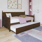 Lit de jour double en bois de style moderne du milieu du siècle avec lit gigogne CraftPorch