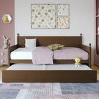 Lit de jour double en bois de style moderne du milieu du siècle avec lit gigogne CraftPorch