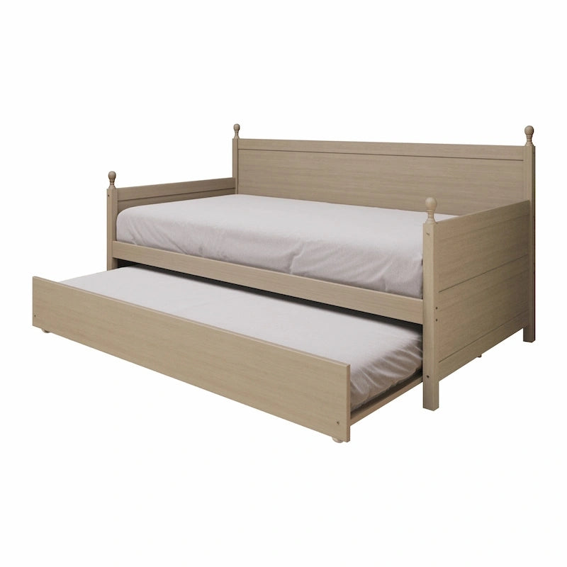 Lit de jour double en bois de style moderne du milieu du siècle avec lit gigogne CraftPorch