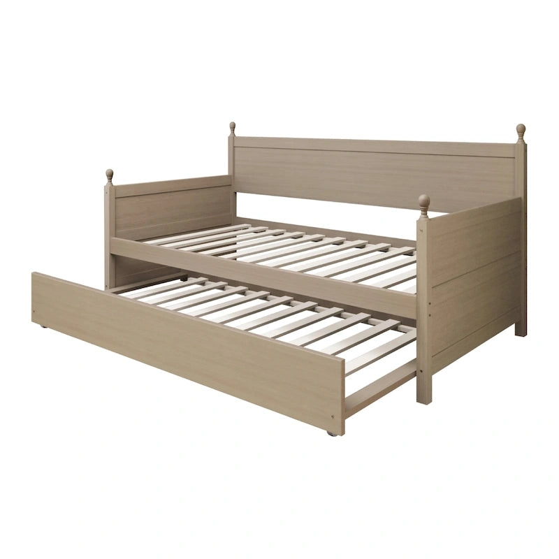 Lit de jour double en bois de style moderne du milieu du siècle avec lit gigogne CraftPorch