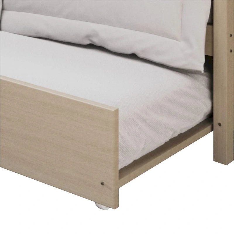 Lit de jour double en bois de style moderne du milieu du siècle avec lit gigogne CraftPorch