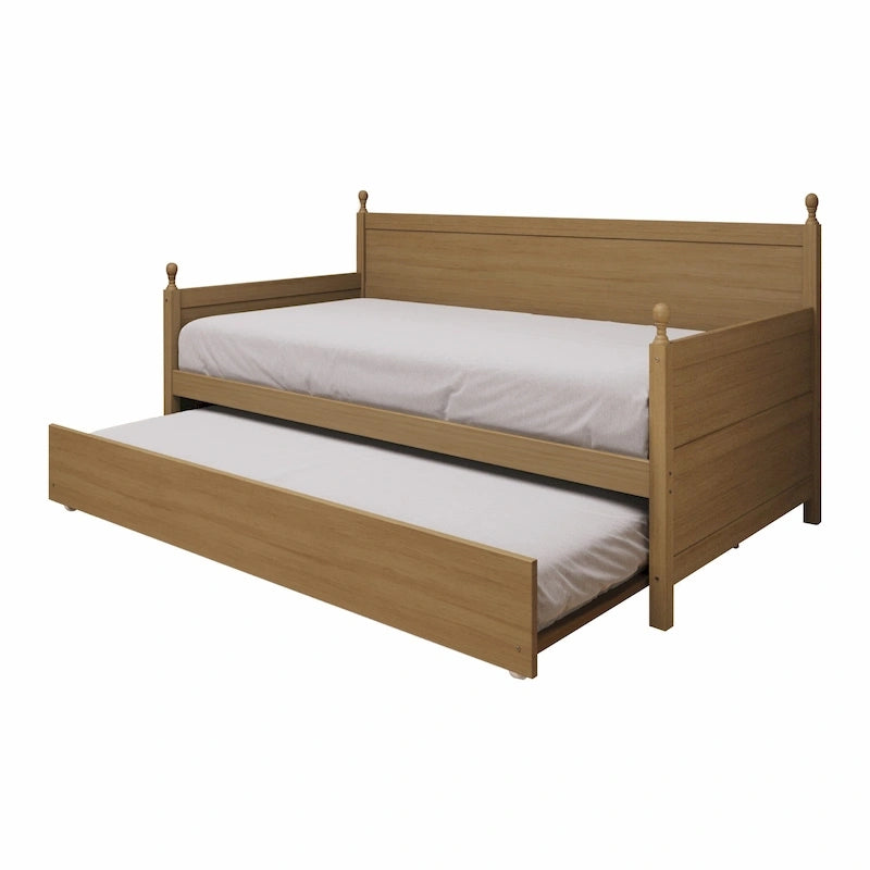 Lit de jour double en bois de style moderne du milieu du siècle avec lit gigogne CraftPorch