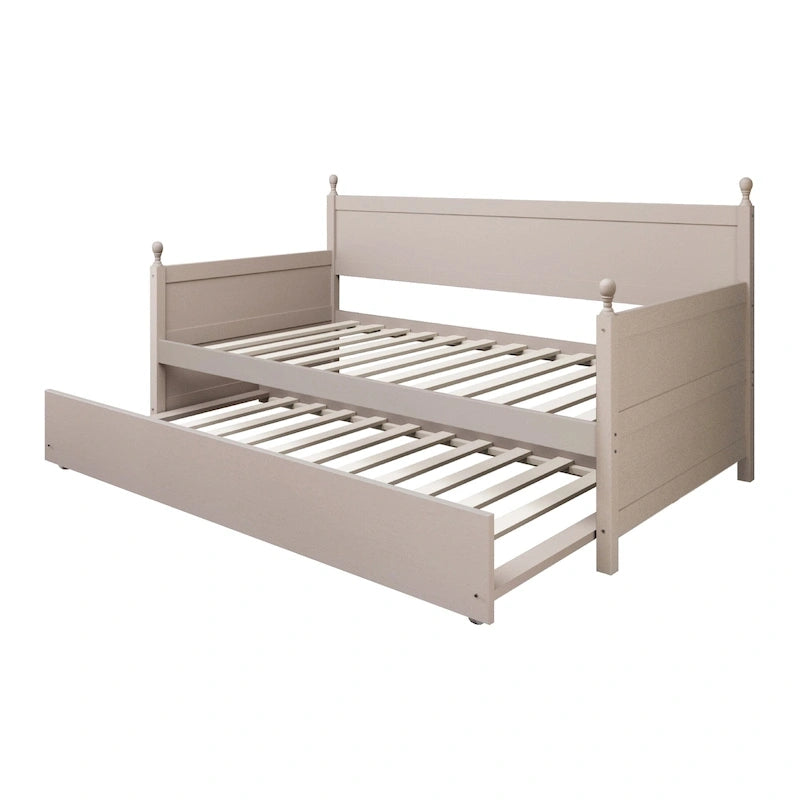 Lit de jour double en bois de style moderne du milieu du siècle avec lit gigogne CraftPorch