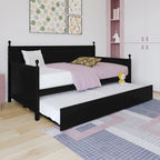 Lit de jour double en bois de style moderne du milieu du siècle avec lit gigogne CraftPorch