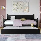 Lit de jour double en bois de style moderne du milieu du siècle avec lit gigogne CraftPorch